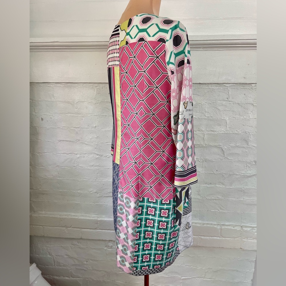 Vilagallo Tesa Manaba Print Shift Dress Above The Knee Geometric Twill - Picture 7 of 14